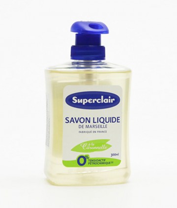 SUPERCLAIR Marseillské tekuté mýdlo s citronelou 300ml SUPERCLAIR Marseillské tekuté mýdlo s citronelou 300ml