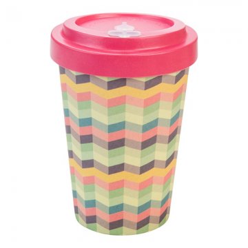 Woodway - opakovaně použitelný kelímek z bambusu na kávu s sebou Zig-Zag pink 400 ml Woodway - opakovaně použitelný kelímek z bambusu na kávu s sebou Zig-Zag pink 400 ml